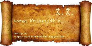 Korai Krisztián névjegykártya